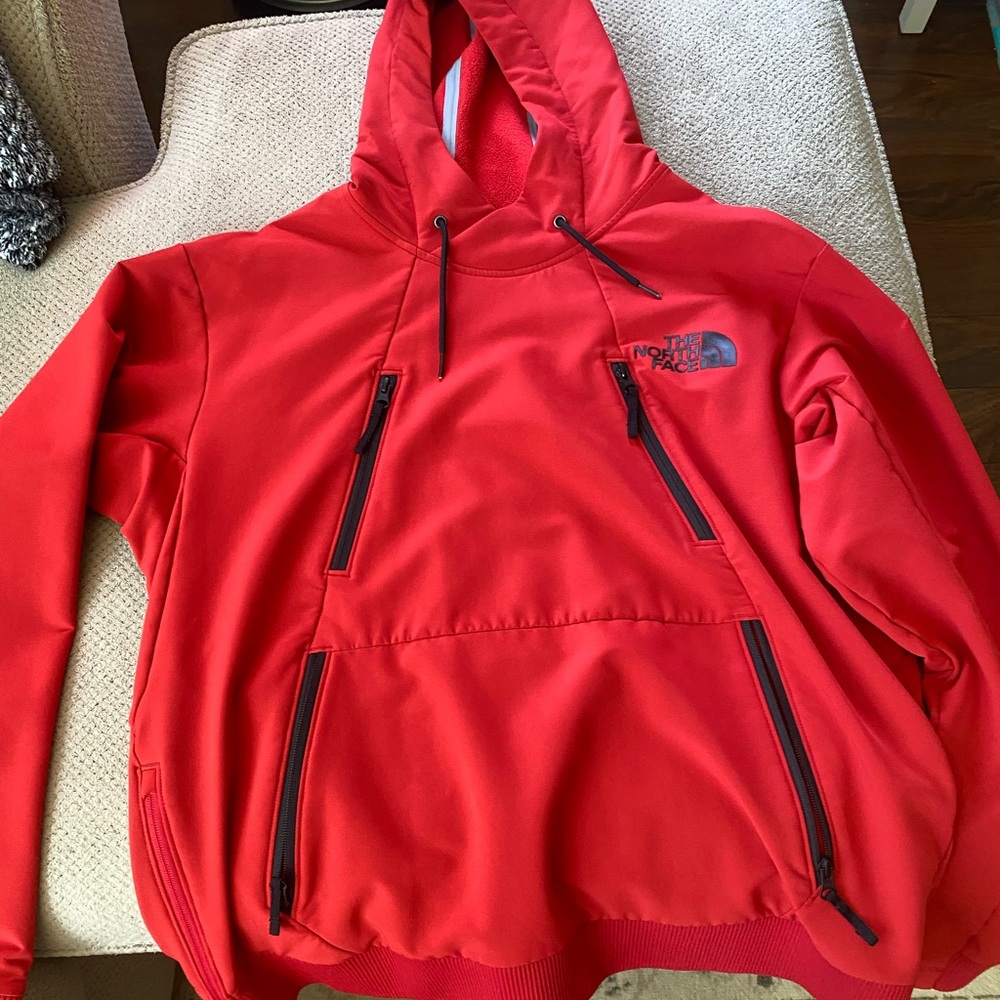 Red The north face hoddie
